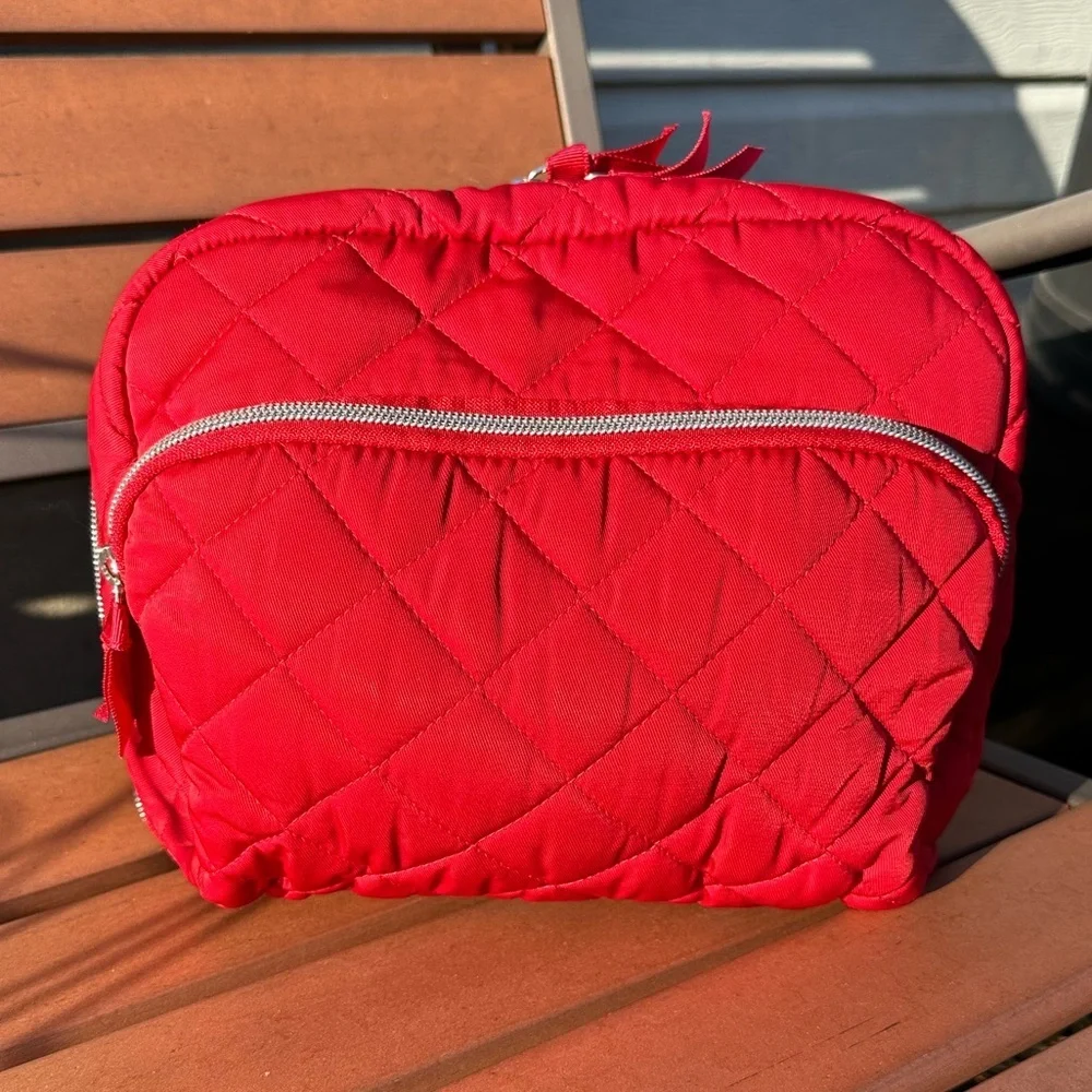 Vera Bradley Cardinal Red Lay Flat Cosmetic Organizer in Performance Twill